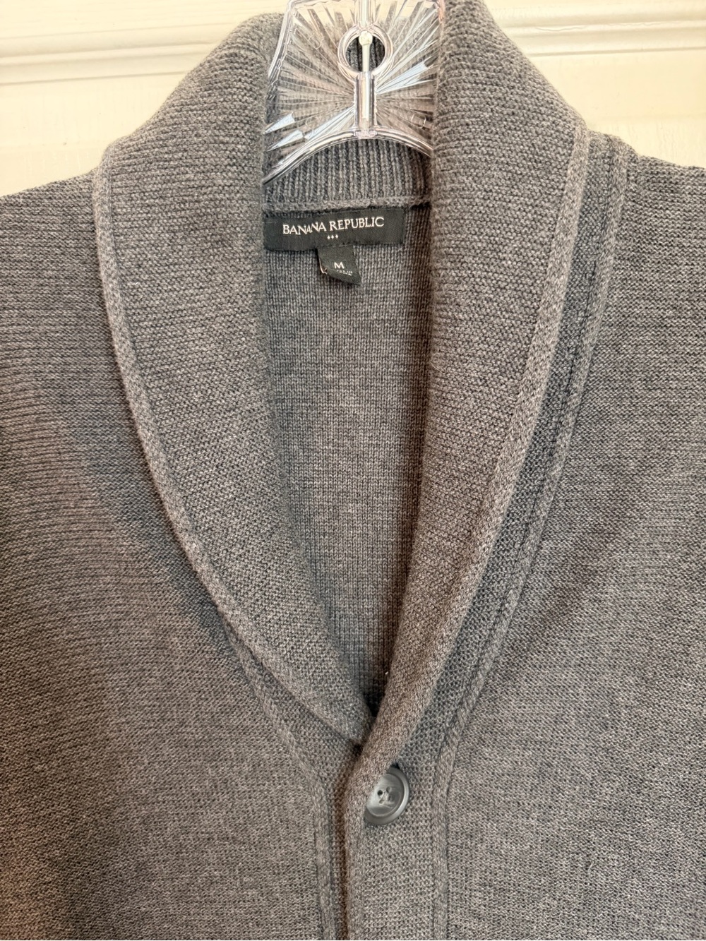 Banana Republic Men's Shawl Collar
Cardigan Sweater Gray Medium. 💯 Cotton, EUC - Picture 4 of 16
